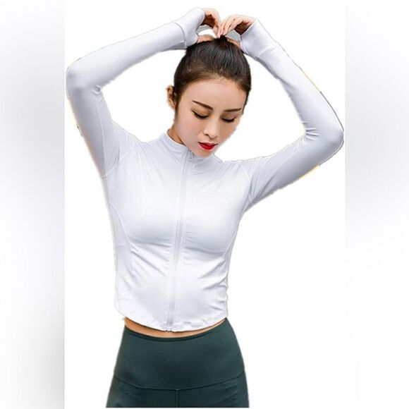 Stretchy Athletic Workout Lightweight Jacket Full Zip Running Track Jacket - Picture 1 of 6